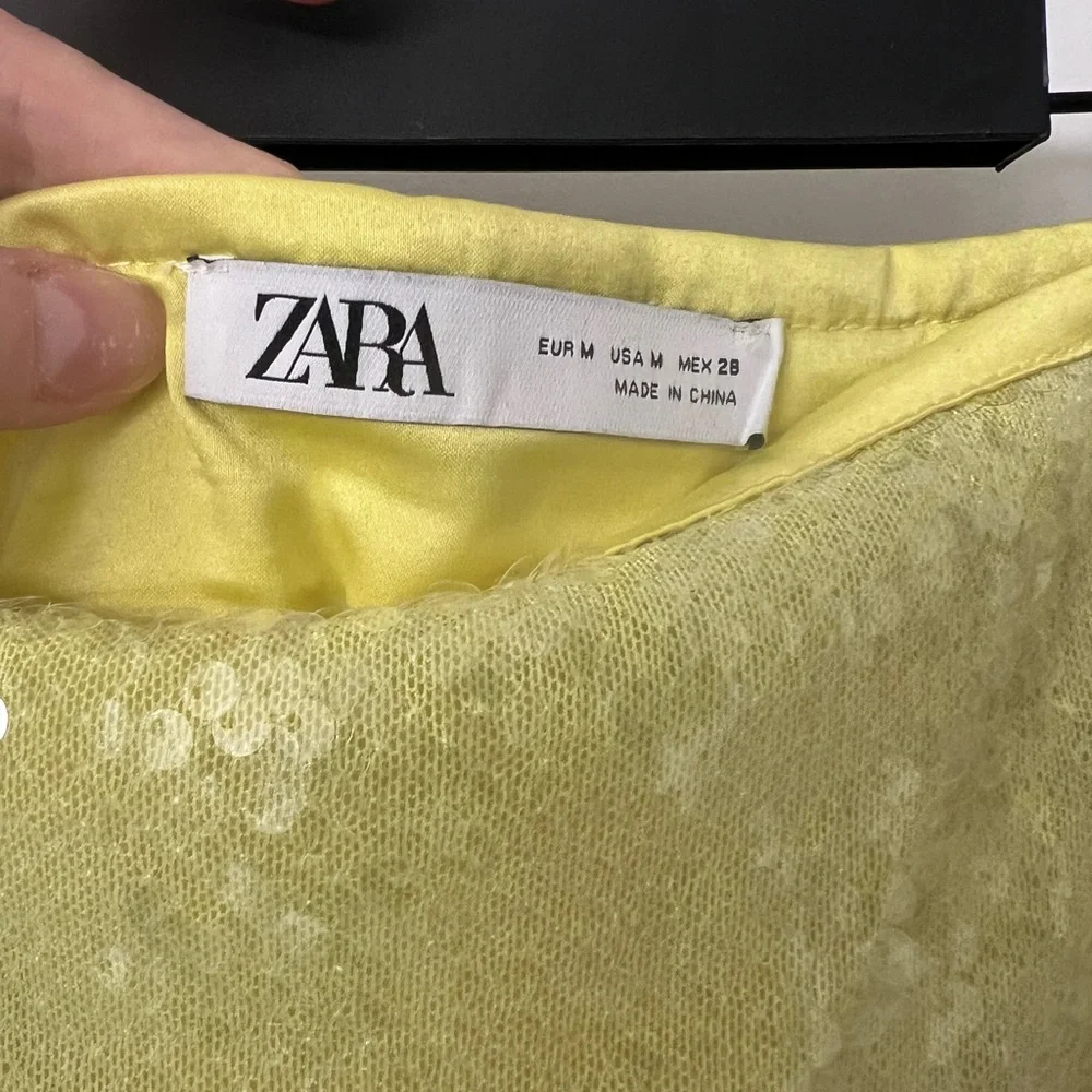Zara Yellow Sequin Mini Skirt - Picture 5 of 5